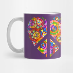 Psychedelic Colorful Peace and Love Art Mug